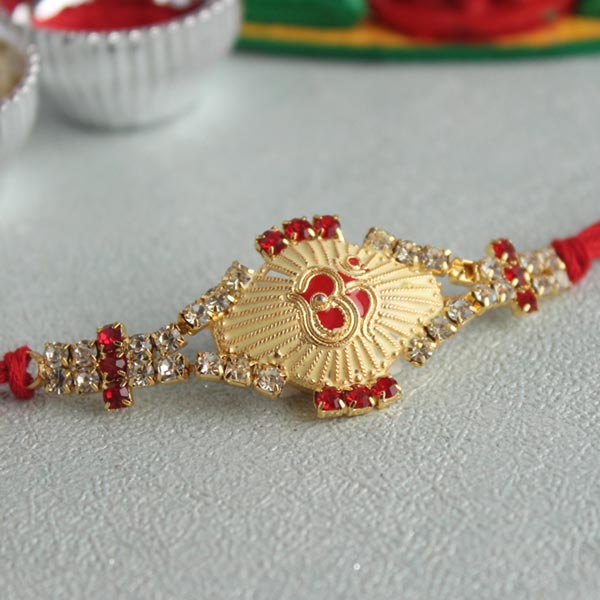 Pristine Om Golden Rakhi