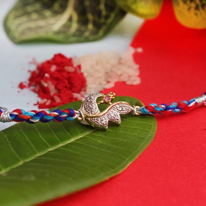 Peacock AD Stone Rakhi