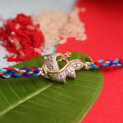 Peacock AD Stone Rakhi