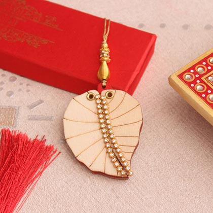 Wooden Peepal Leaf Lumba Rakhi - Nepal