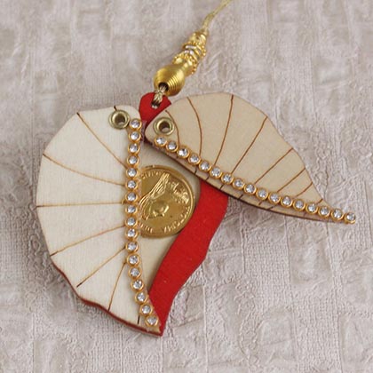 Wooden Peepal Leaf Lumba Rakhi - Nepal