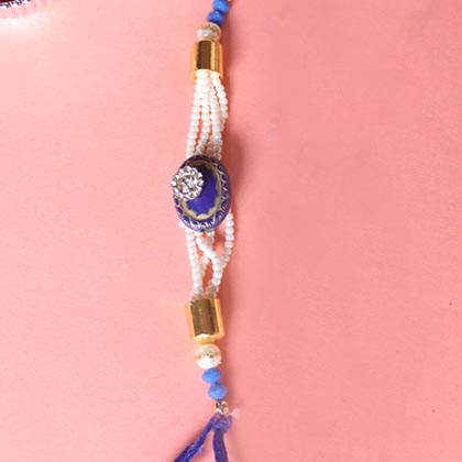 Delightful Kundan Bhaiya Bhabhi Rakhi