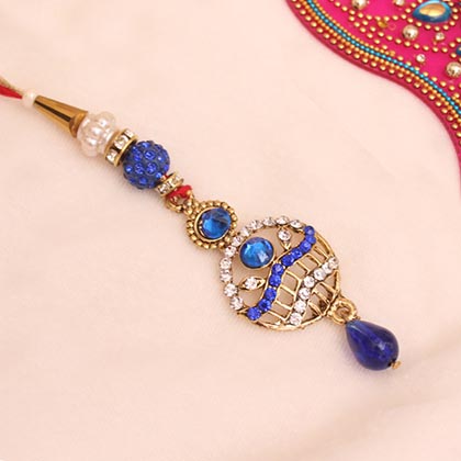 Golden & Blue Lumba Rakhi