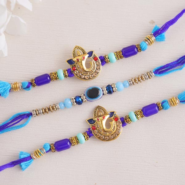 Set of 3 designers beaded Rakhi