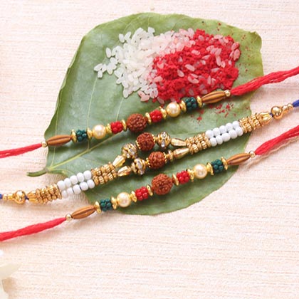 Set of 3 beautiful Rudraksha Rakhi