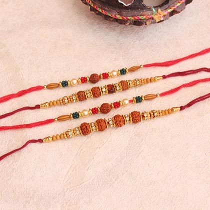 Propitious Rudraksha Rakhi set of 4