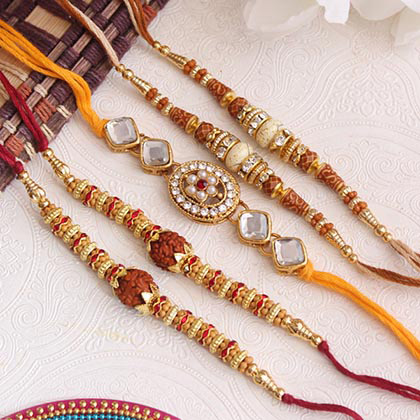 Set of 5 delightful Rakhis