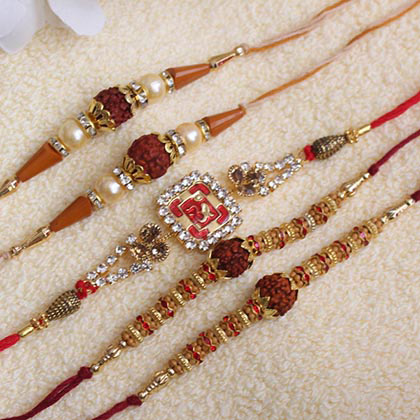Propitious alluring Rakhi set of 5