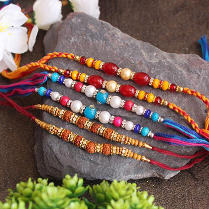 Set of 6 Colourful Rakhis