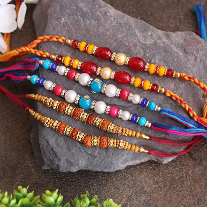 Set of 6 Colourful Rakhis