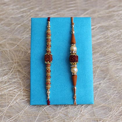 Set of 2 Rudraksha Rakhi with Chocolates