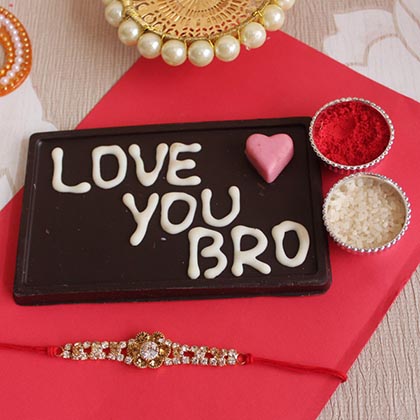 Stone Rakhi with Affectionate  Chocolate Bar