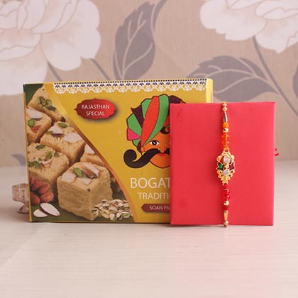 Scrumptious Golden Rakhi Combo