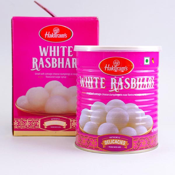 Kundan Rakhi with Haldiram White Rasbhari