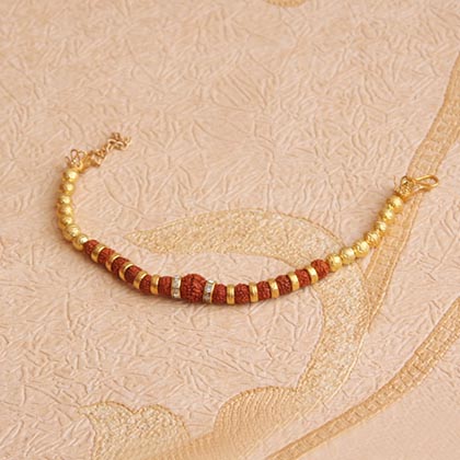 Divine Rudraksha Rakhi Bracelet with Kaju Roll