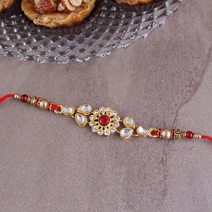 Aesthetic Kundan Rakhi with Badam Tart