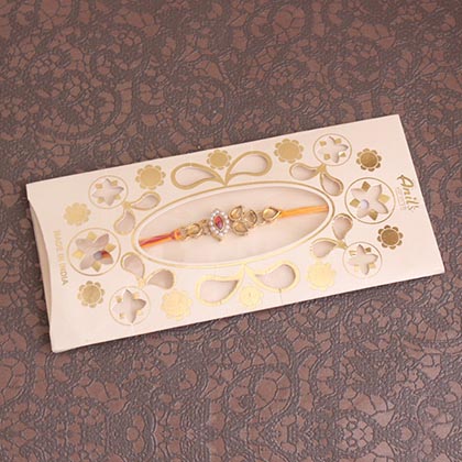 Traditional Kundan Rakhi with Atta Laddoo