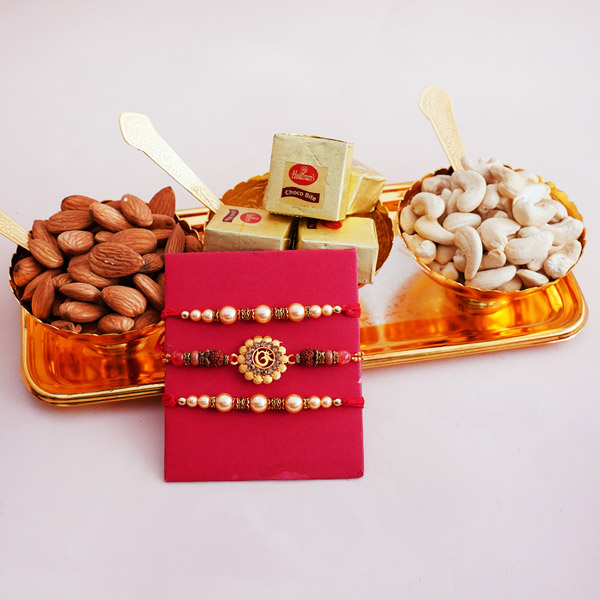 Majestic Golden Rakhis Hamper