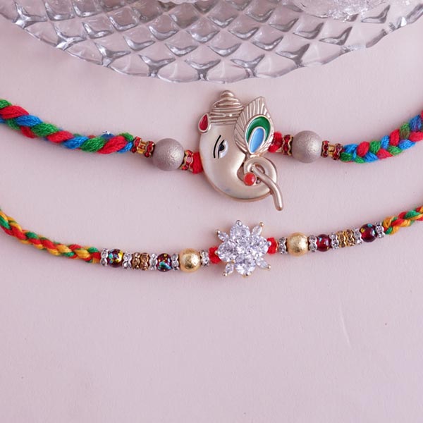 Designer Rakhis with Luscious Sweets Hamper