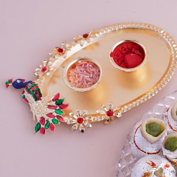 Designer Rakhis with Luscious Sweets Hamper