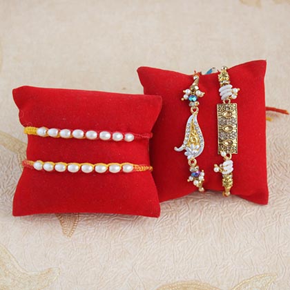 Set of 4 Rakhis with Tasty Delights