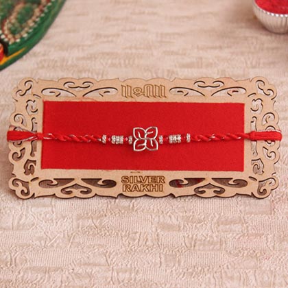 Designer Silver Swastika Rakhi