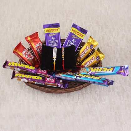 Two Pearl Rakhis with Chocolates