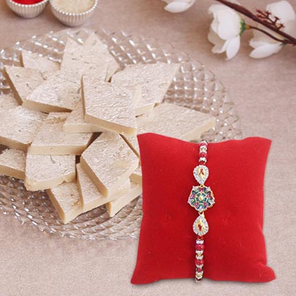 Meenakari Designer Rakhi with Sweets