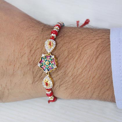 Meenakari Designer Rakhi with Sweets