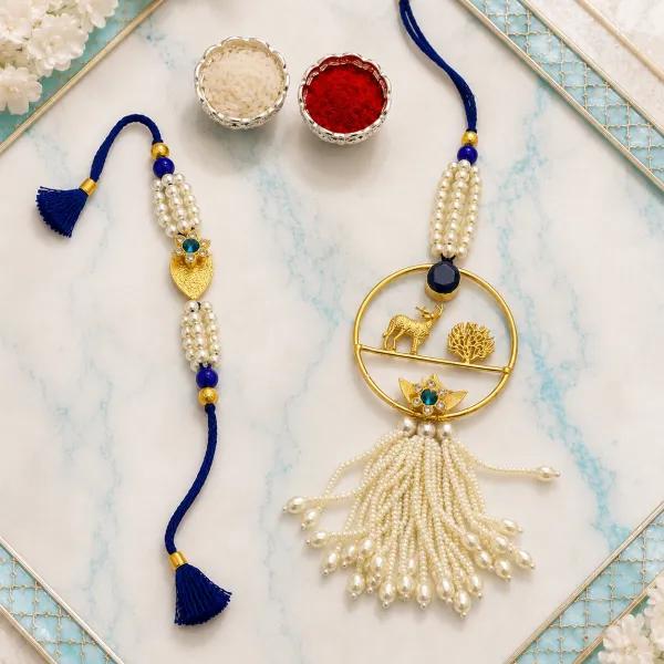 Royal Bhaiya Bhabhi Lumba Rakhi Set