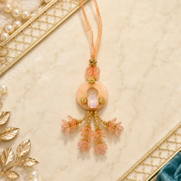 Elegant Peach Thread Bhaiya Bhabhi Lumba Rakhi Set