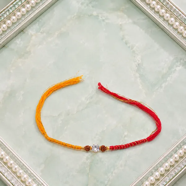 Premium Shining Diamond Rudraksh Rakhi for Brother