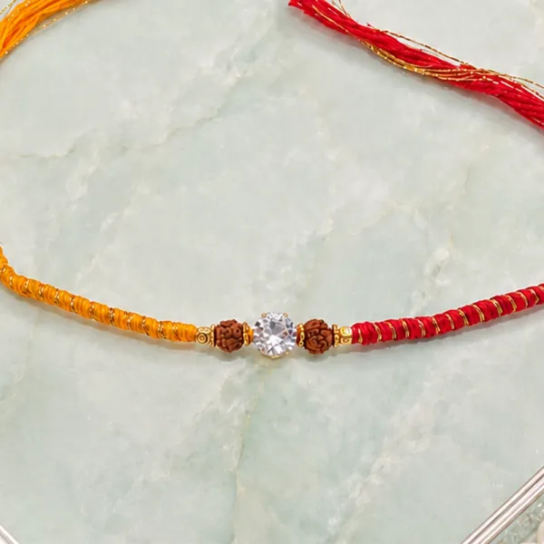 Premium Shining Diamond Rudraksh Rakhi for Brother