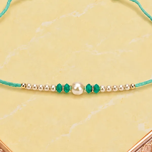 Blue Pearl Beaded Designer Rakhi for Brother