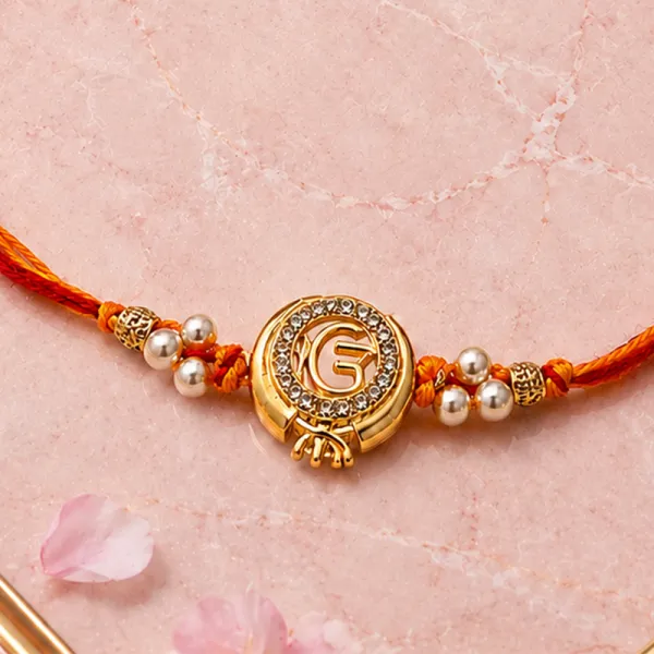 Onkar Gold Stone Beaded Designer Rakhi for Brother