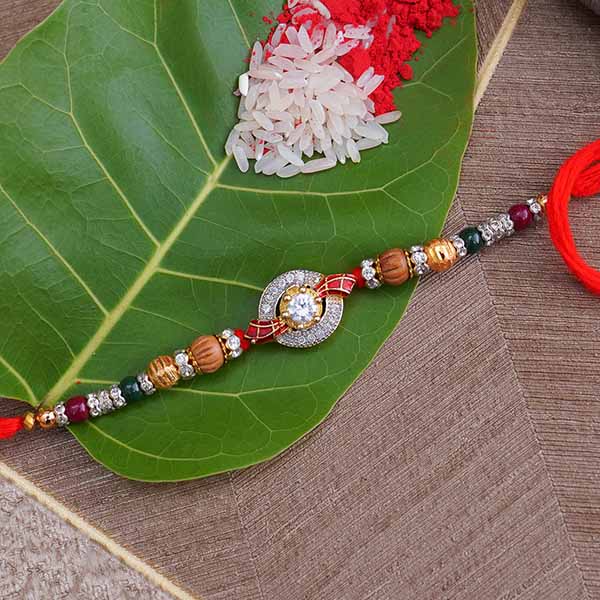 Multicolored AD Stone Rakhi