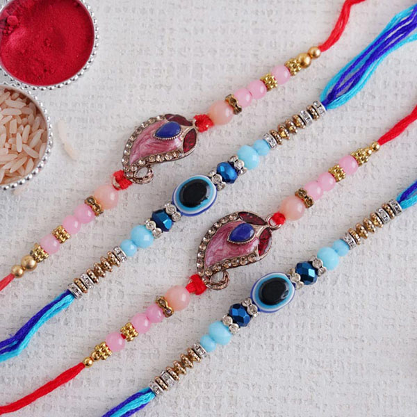 Two Evil Eye and Two Paisley Designer Rakhi