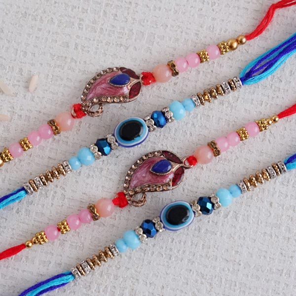 Two Evil Eye and Two Paisley Designer Rakhi