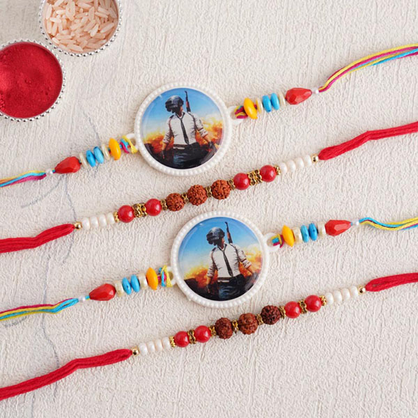 Two Pubg and Two Rudraksha Rakhi Set