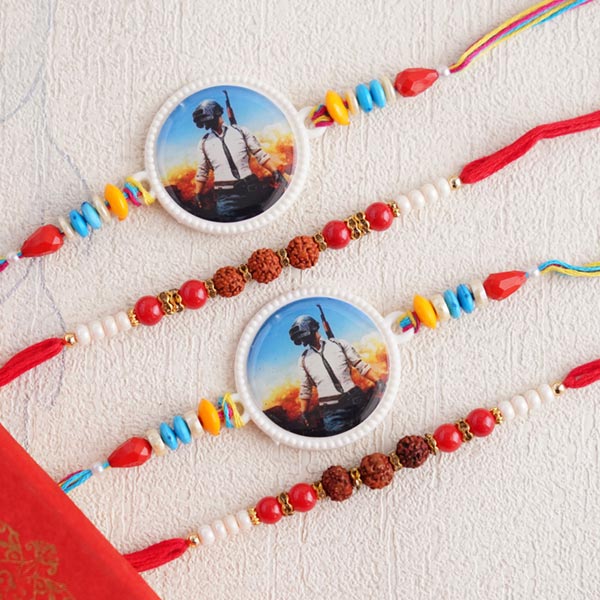 Two Pubg and Two Rudraksha Rakhi Set