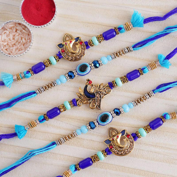 Set of 5 Auspicious Rakhi
