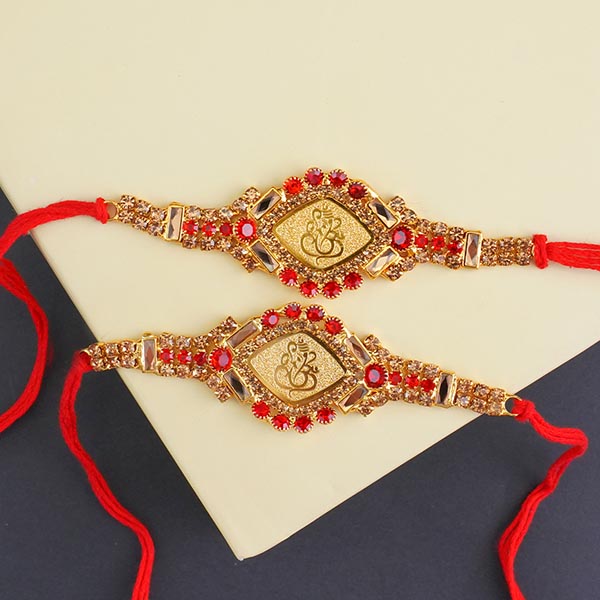 Golden Designer Rakhi Set of 5