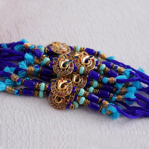Set of 12 Golden Ganesha Rakhi