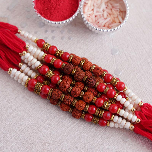 Set of 12 Rudraksha and Pearl Rakhi