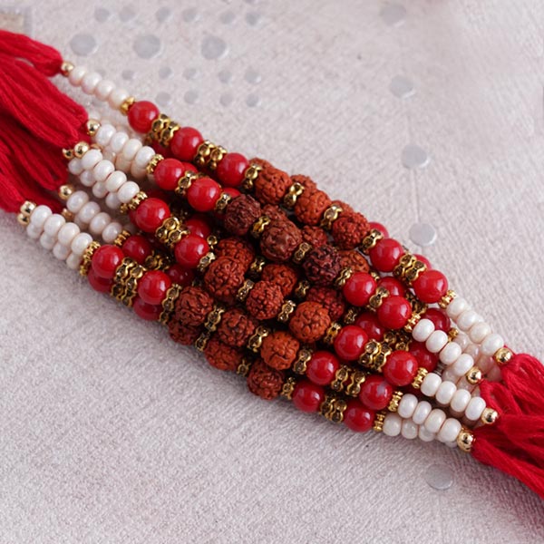 Set of 12 Rudraksha and Pearl Rakhi