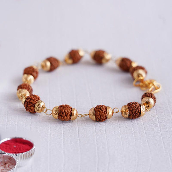 Rudraksha Designer Rakhi Bracelet