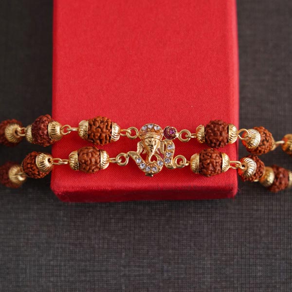 Rudraksha and Ganesha Bracelet Designer Rakhi