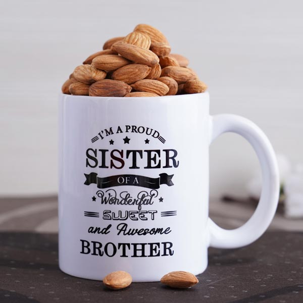 Krishna Rakhi with Mug and Almonds