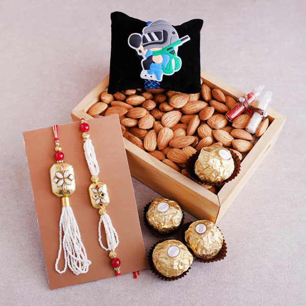 Family Rakhi with Almonds Combo