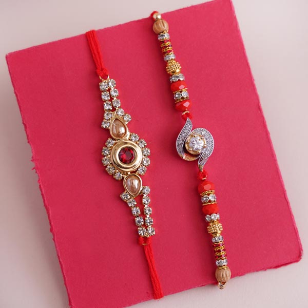 Set of 2 Rakhi with Dryfruits Tray and Chocolates